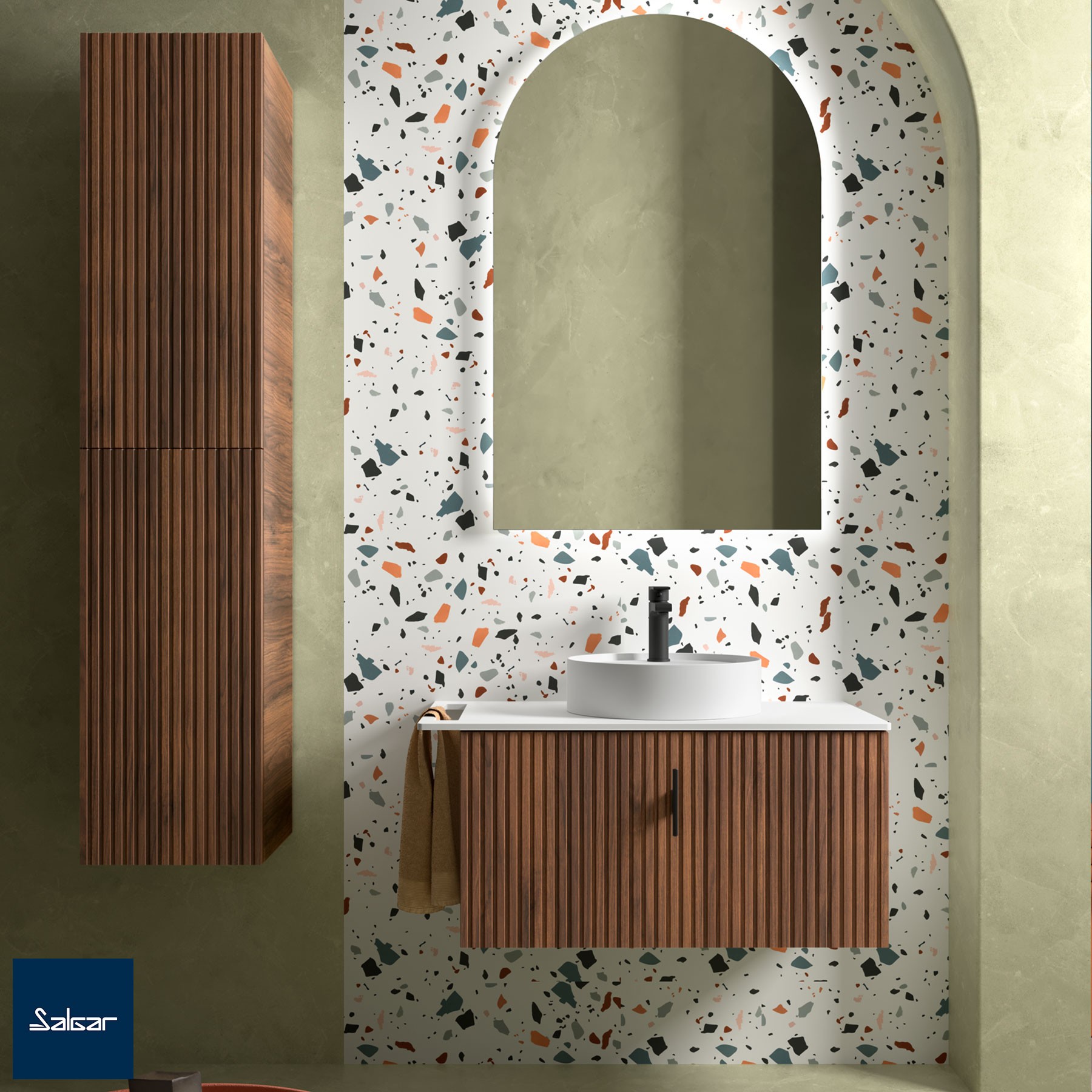 Schrank wandhängend BIBA 800 1 Metallschublade NUSSBAUM MAYA
