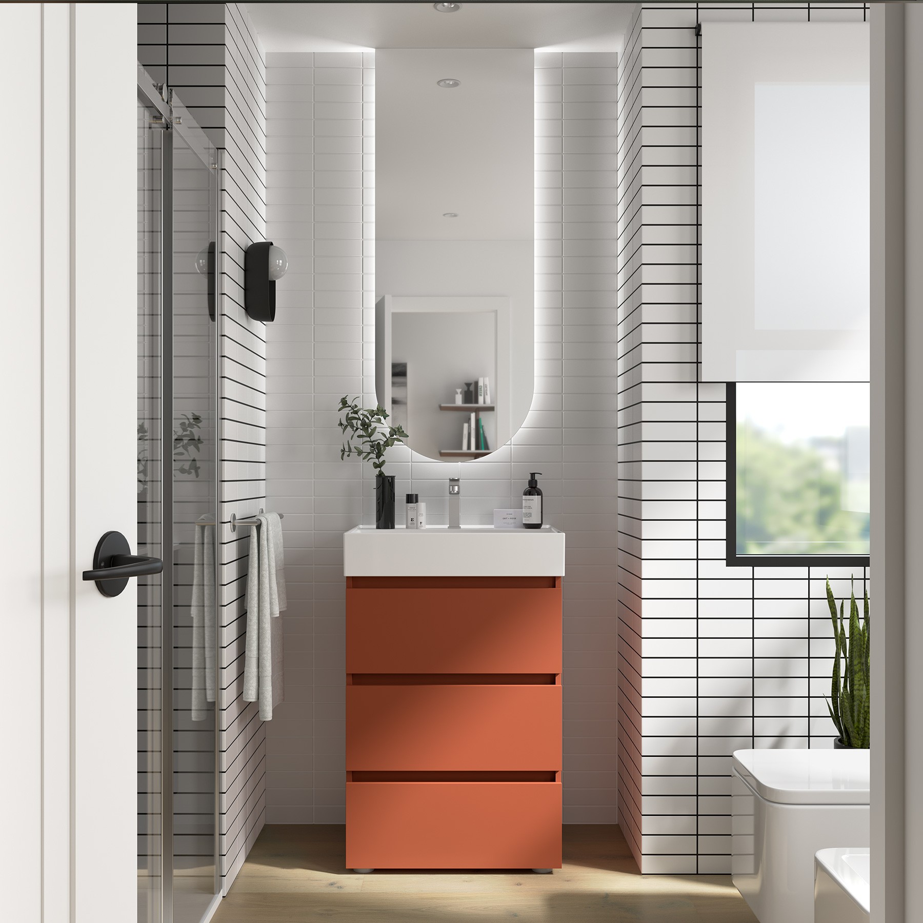 Schrank SPIRIT 700 3 Metallauszug mit Softeinzug TERRACOTA 697 x 810 x 450 mm