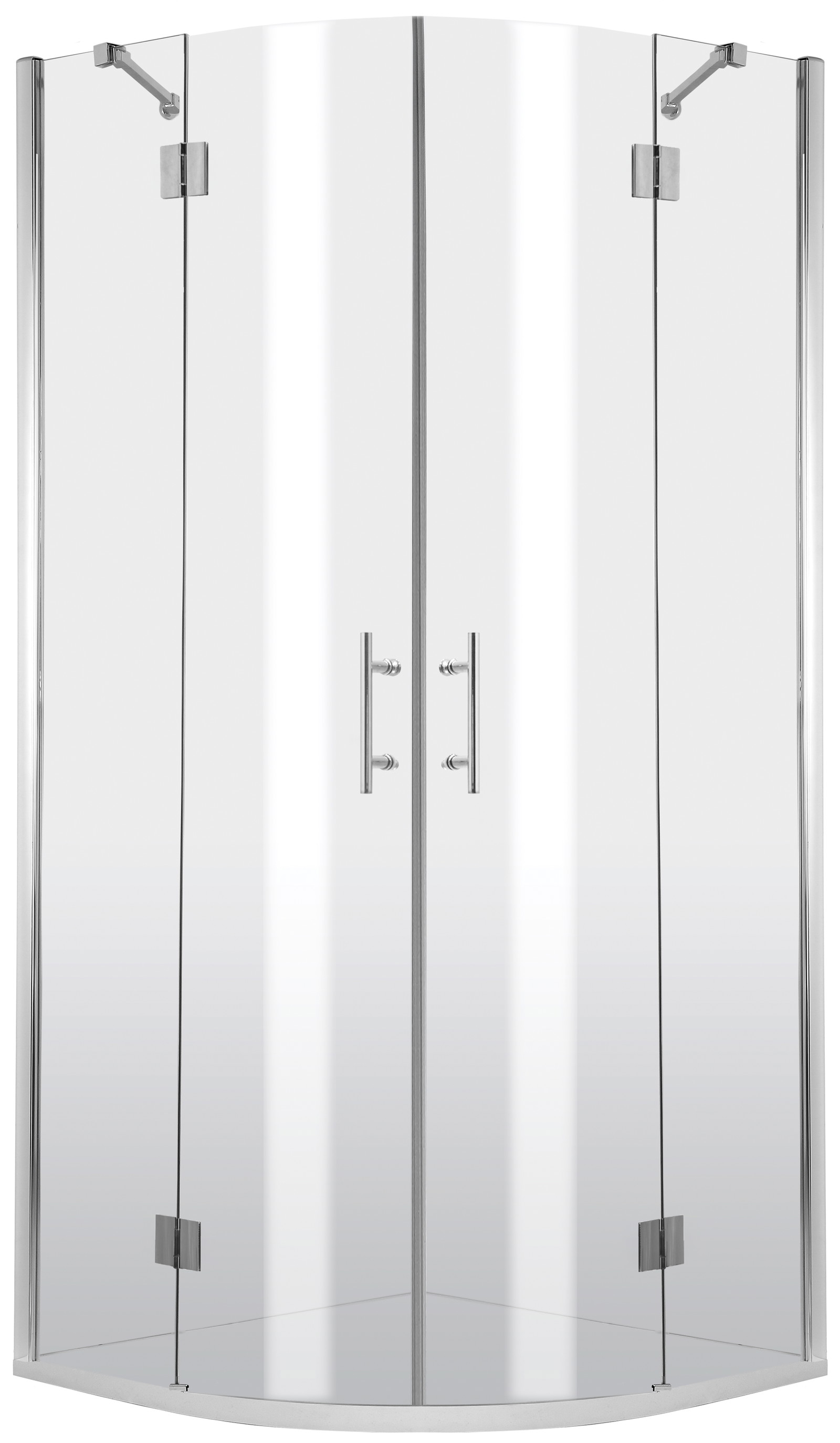 Abelia - Duschkabine, halbrund, 80x80 cm - vierelementiges Glas
