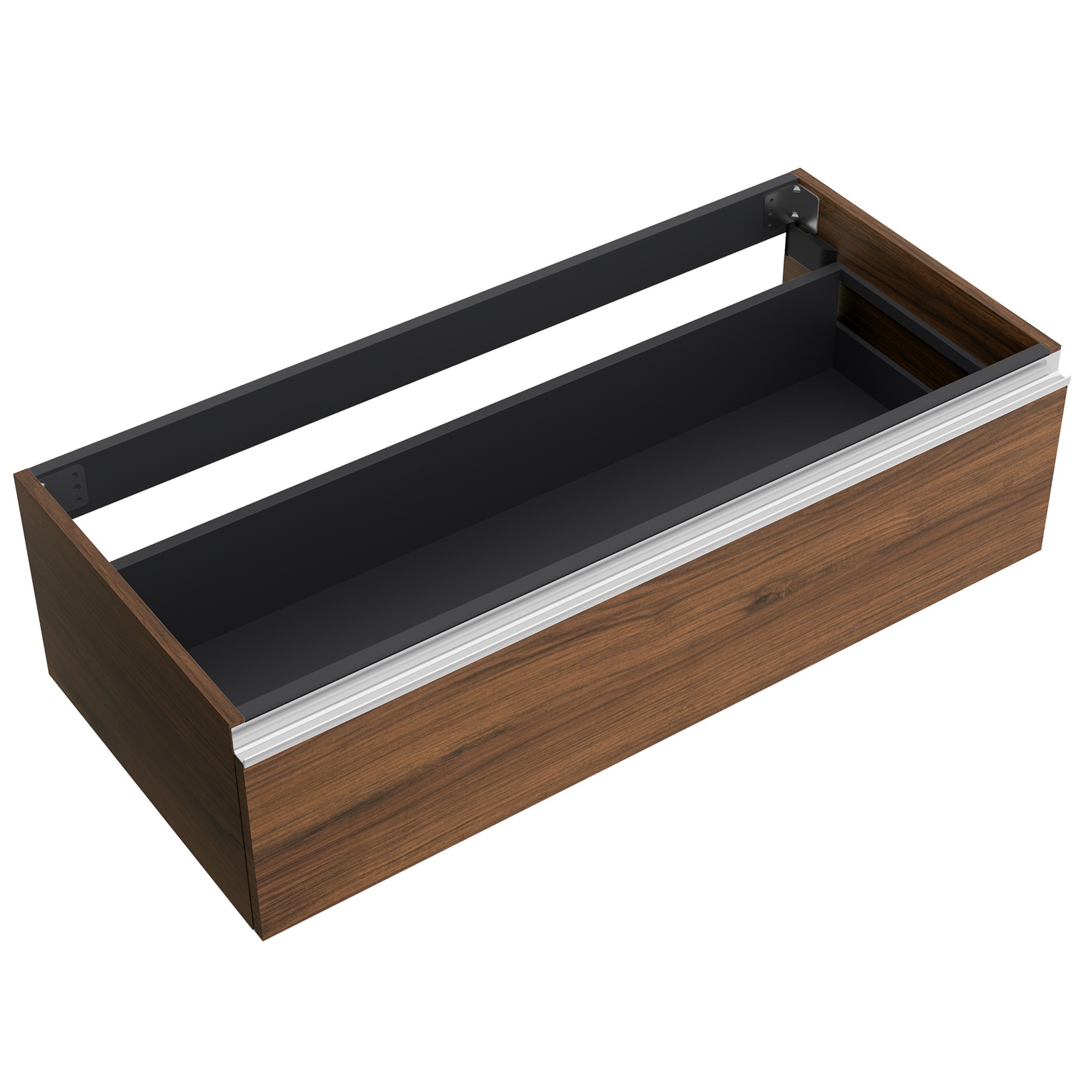 Schrankelement wandhängend SPIRIT 1000 1 Metallschublade mit Softeinzug NUSSBAUM MAYA 997 x 270 x 450 mm