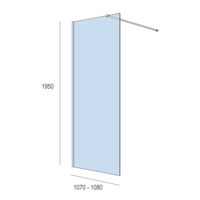 Duschabtrennung HEAVEN Walk-in duschwand  Brilho Transparente 1070 - 1080 x 1950 mm