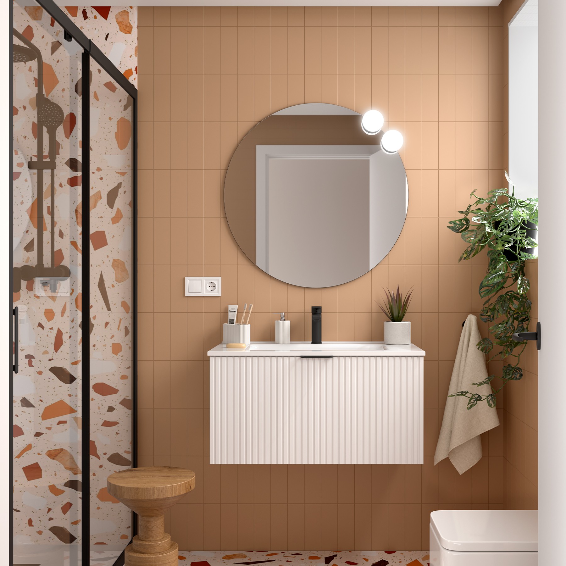 Badezimmermöbel BIBA 800 WHITE COTON + Waschtisch
