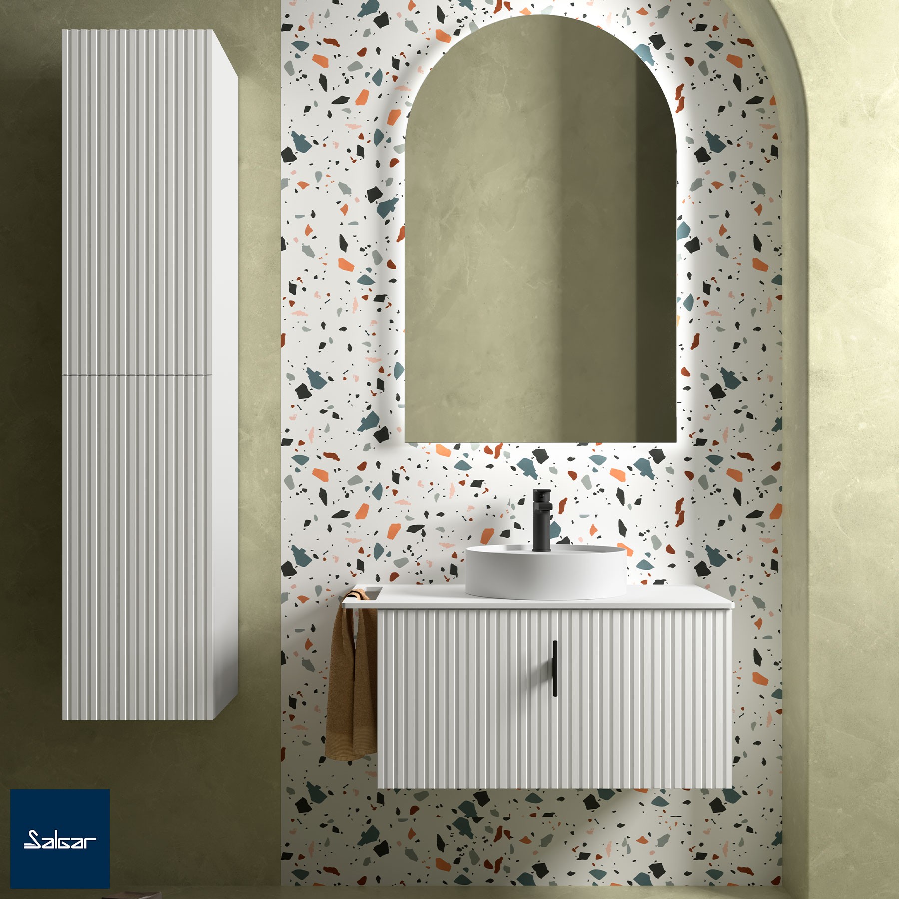 Schrank wandhängend BIBA 800 1 Metallschublade WHITE COTTON