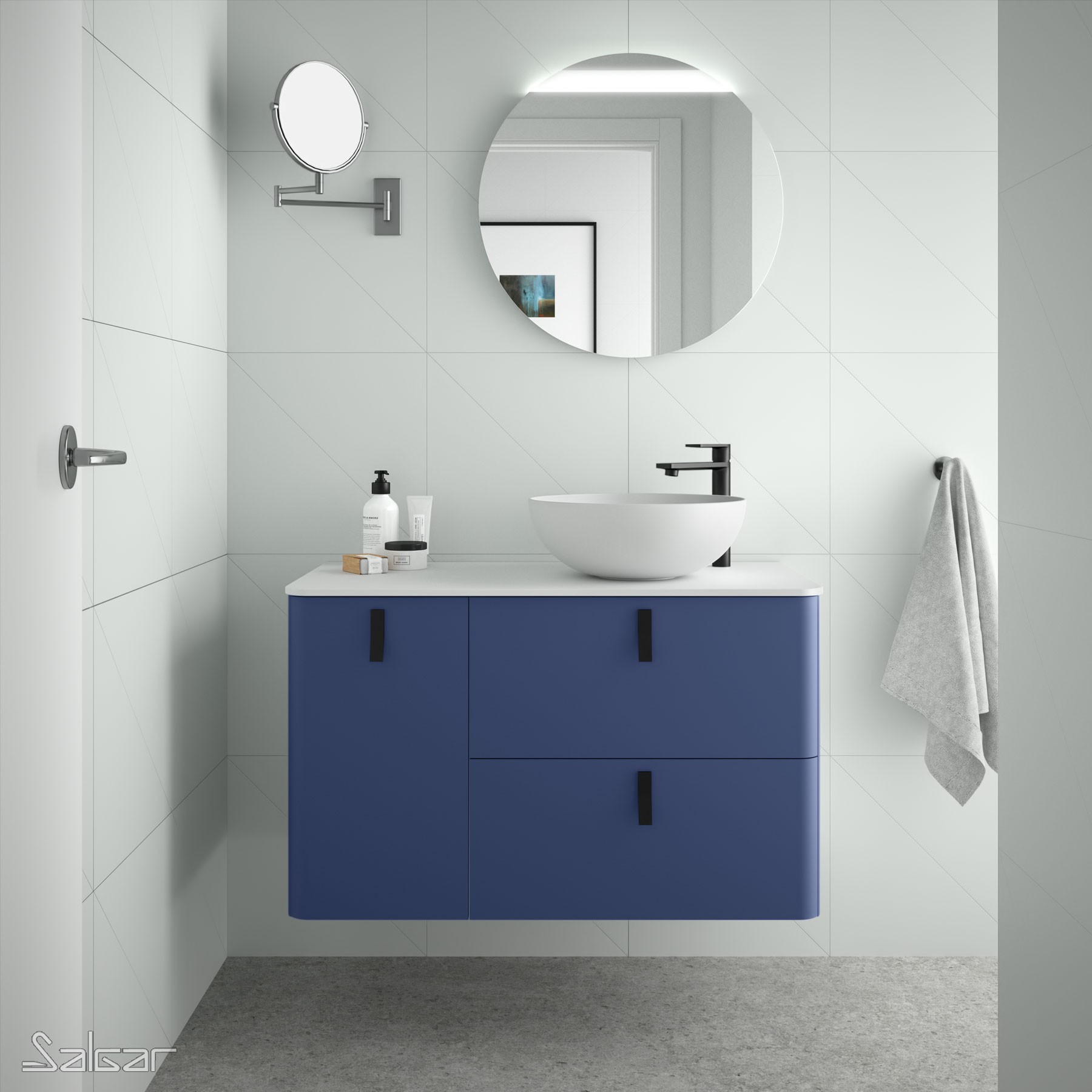 Schrank wandhängend UNIIQ 900 Links BLAU ALTAMAR