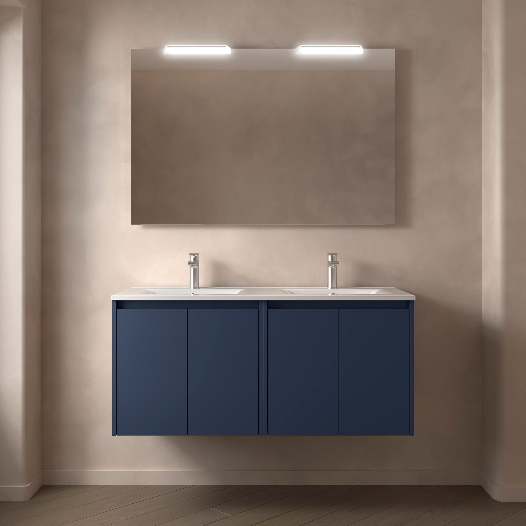 Badezimmermöbel NOJA 1200 4 Türen BLUE SATIN + Waschtisch