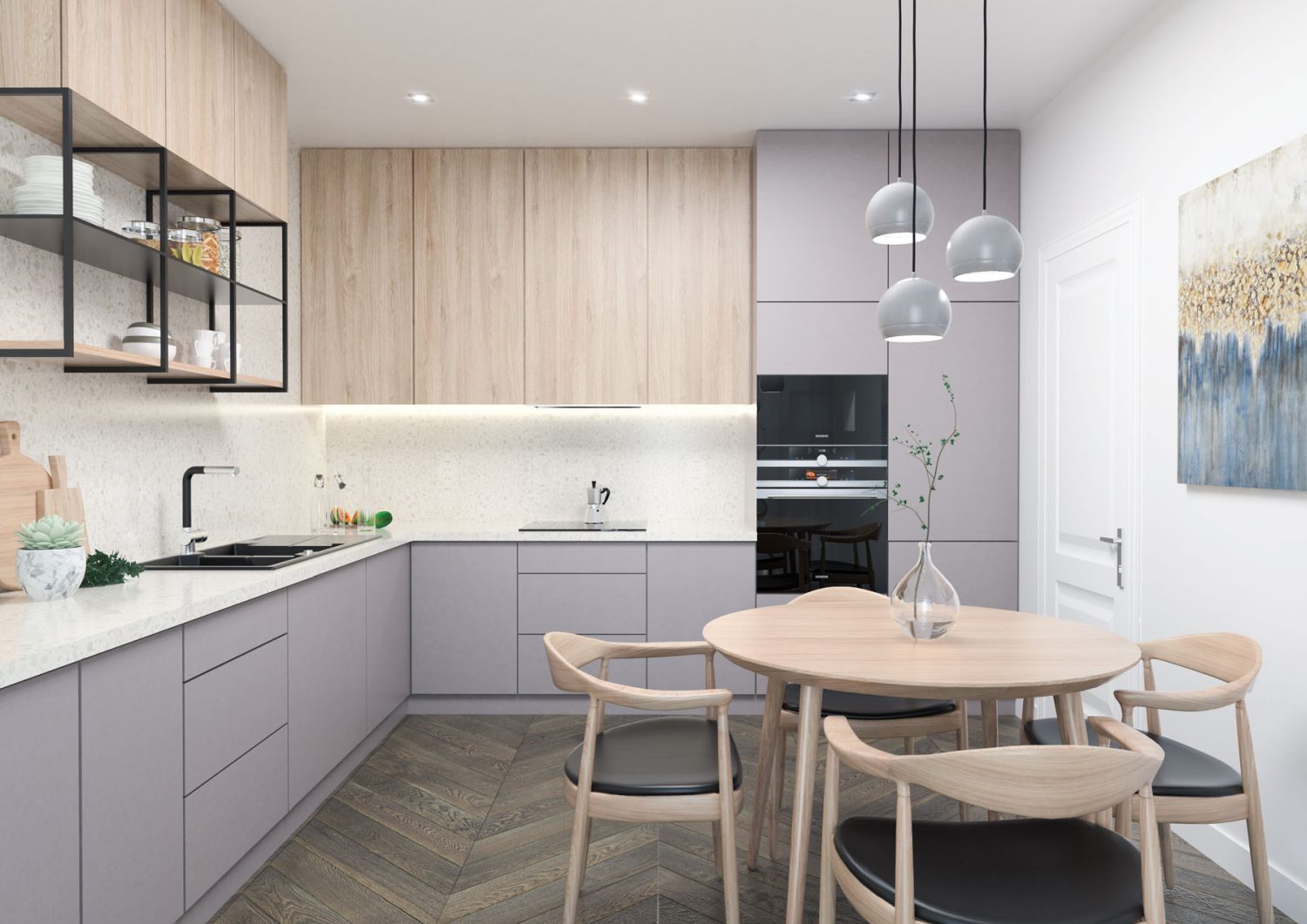 Andante - Granitspülbecken, 2-Becken mit Abtropffläche