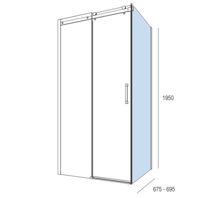 Duschabtrennung HELSINKI feste Seitenwand Brilho Transparente 675 - 695 x 1950 mm