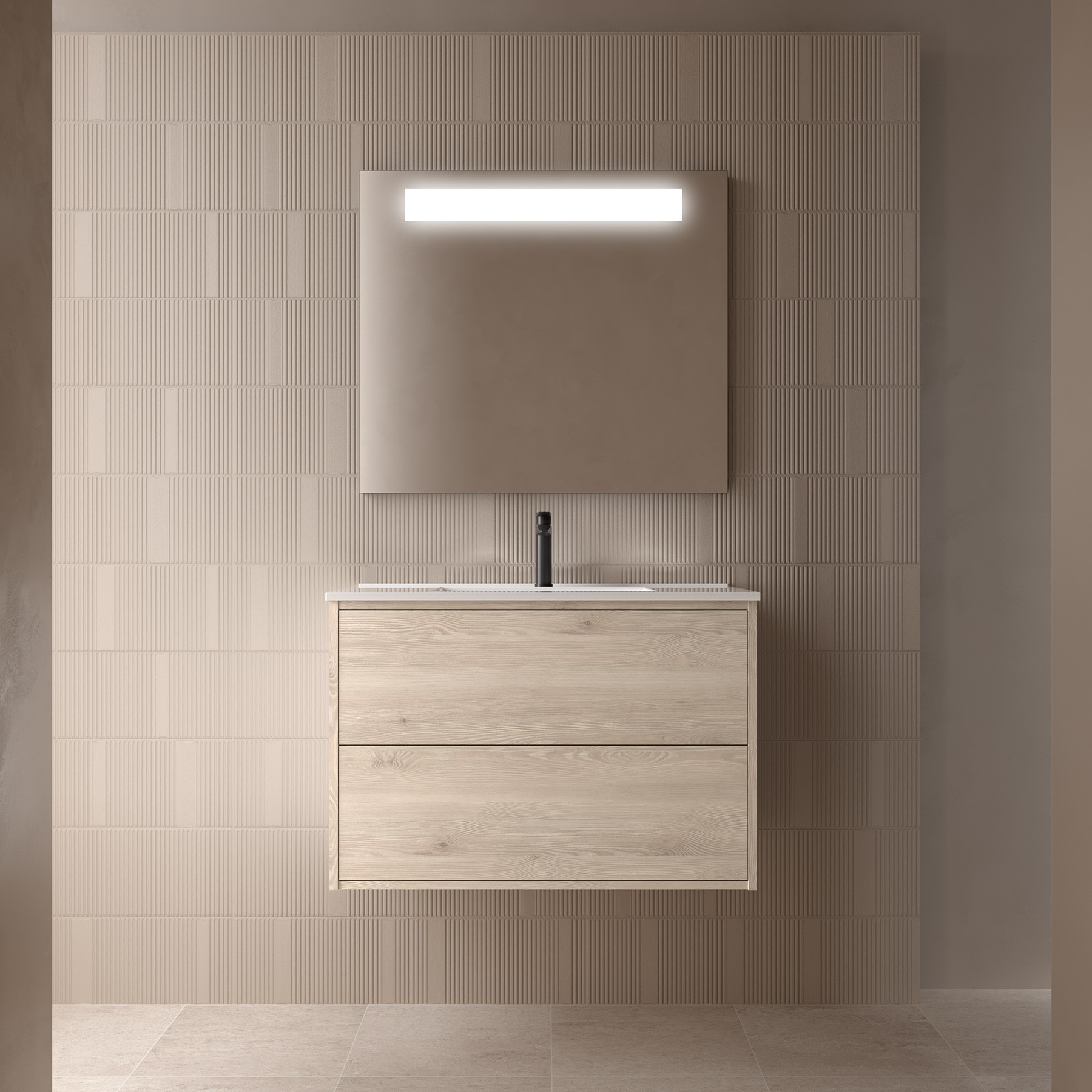 Badezimmermöbel OPTIMUS 800 NATURAL + Waschtisch