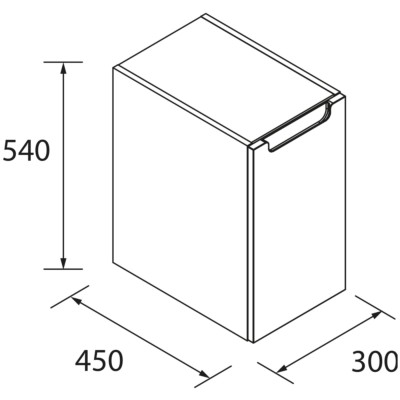 Schrankelement wandhängend MONTERREY 300 links 1 Tür mit Softeinzug WEIß GLÄNZEND 300 x 540 x 450 mm