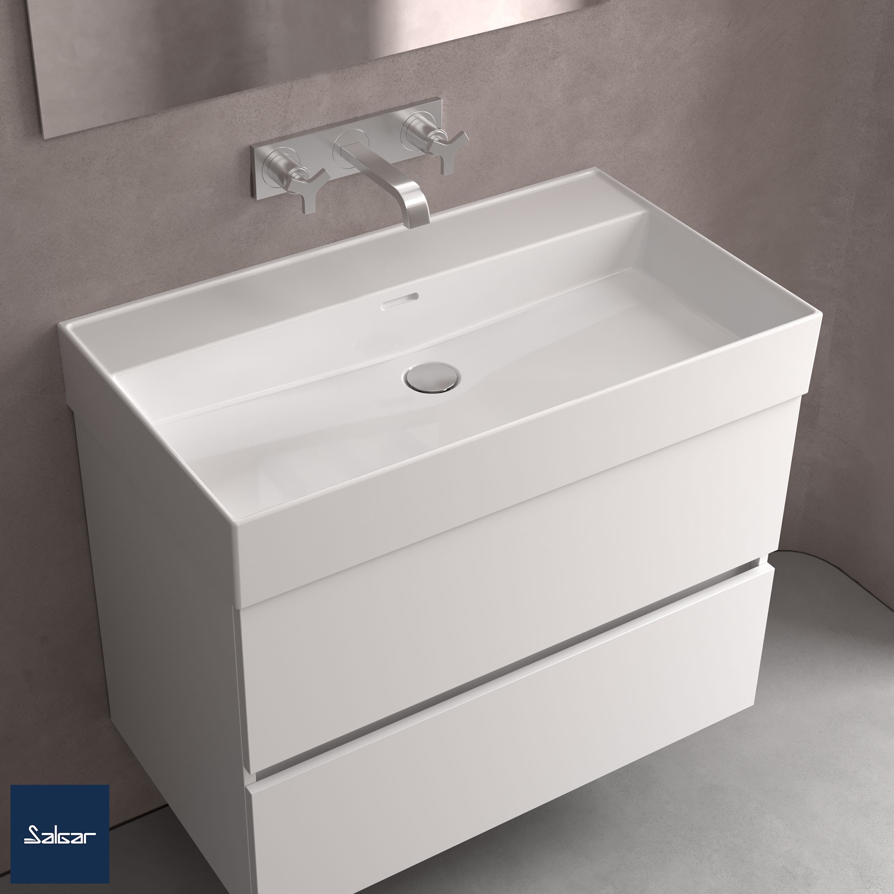 Waschtisch VENETO 1210 PORZELLAN WEIß ohne Siphon und Clickerabfluss ohne bohrungen 1210 x 120 x 460 mm