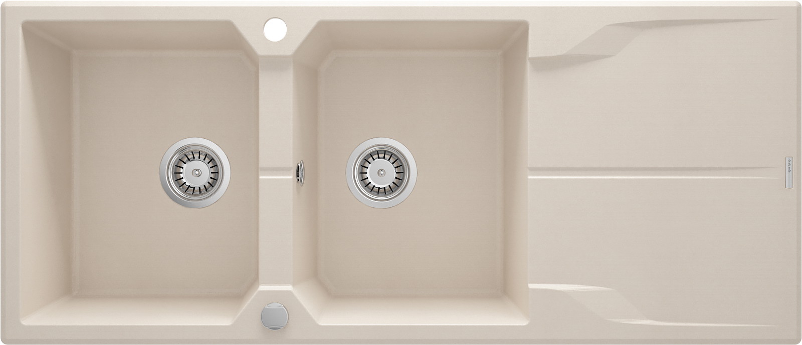 Andante - Granitspülbecken, 2-Becken mit Abtropffläche