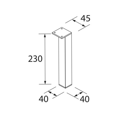 Satz 2 Füße ELOXIERTEM ALUMINIUM Hauteur 230 mm