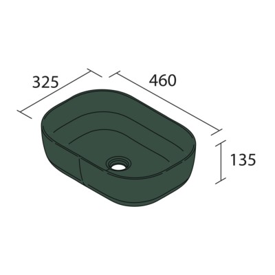 Aufsatzwaschtisch CARLA ohne Siphon und Clickerabfluss PORZELLAN HUNTER Ø 360 x 105 mm
