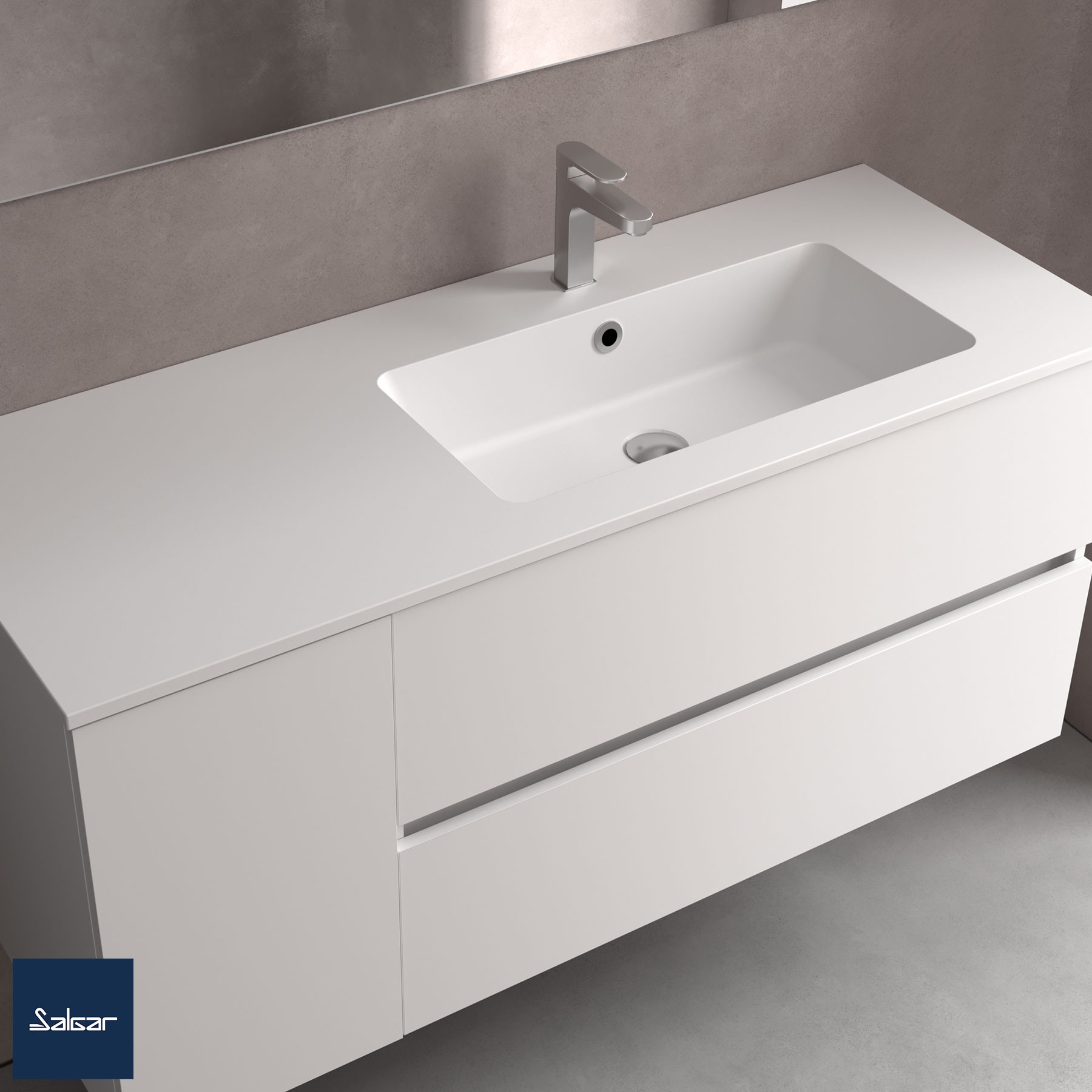 Waschtisch VILNA 905 Schrankelement links ohne Siphon und Clickerabfluss, für Schrank 600 MINERALSOLID MATT 905 x 460 x 15 mm