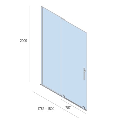 Duschabtrennung REIKIAVIK vorderfront mit 1T und 1F Brilho Transparente 1785 - 1800 x 2000 mm