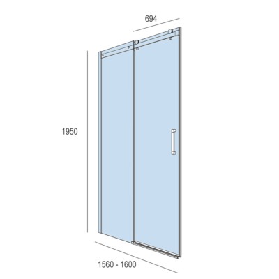 Duschabtrennung HELSINKI Vorderfront mit 1T und 1F Brilho Transparente 1560 - 1600 x 1950 mm 1600