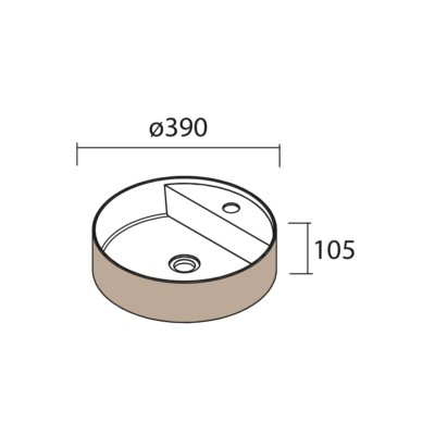 Aufsatzwaschtisch BICA ohne Siphon und Clickerabfluss SOLID SURFACE MACCHIATO Ø 390 x 105 mm