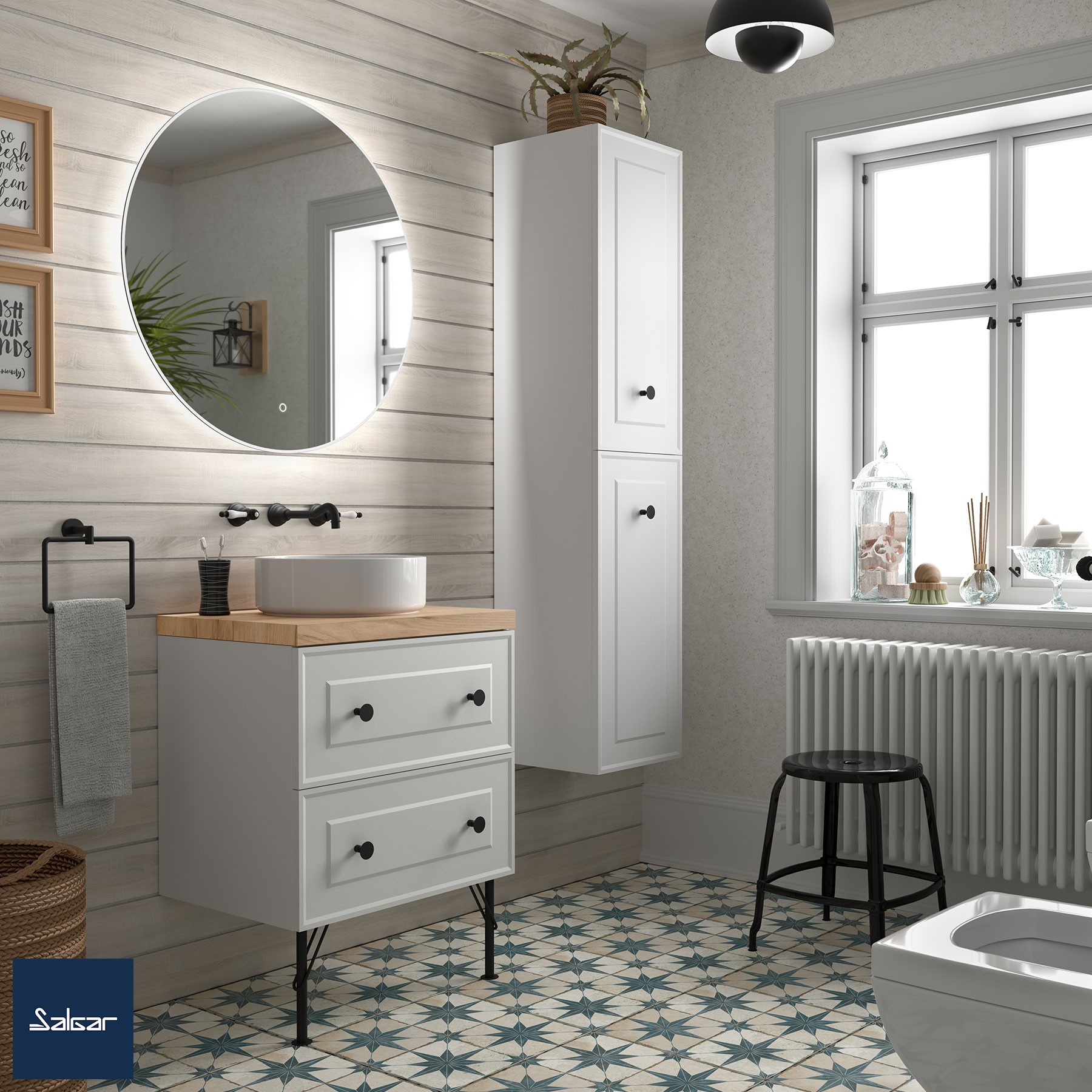 Schrank wandhängend RENOIR 600 2 Metallauszug WHITE COTTON 598 x 540 x 450 mm