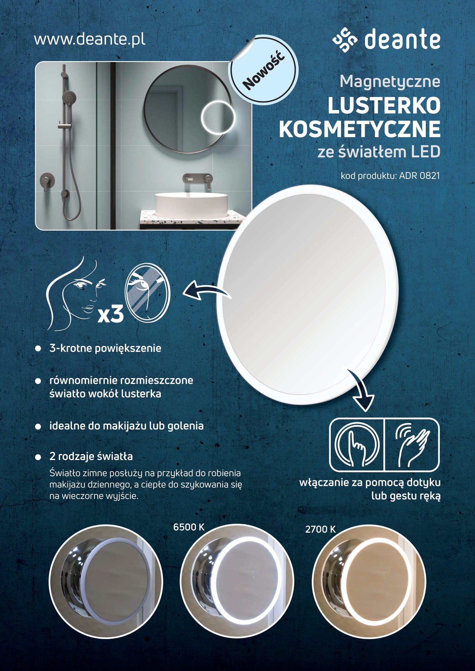 Round - Kosmetik-Spiegel, magnetisch - LED_Beleuchtung