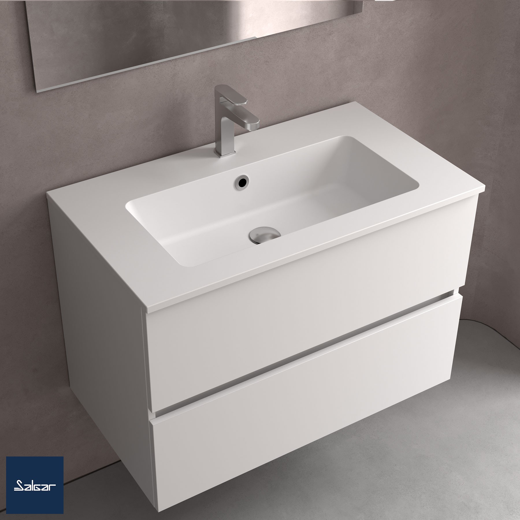 Waschtisch VILNA 705 ohne Siphon und Clickerabfluss MINERALSOLID MATT 705 x 460 x 15 mm