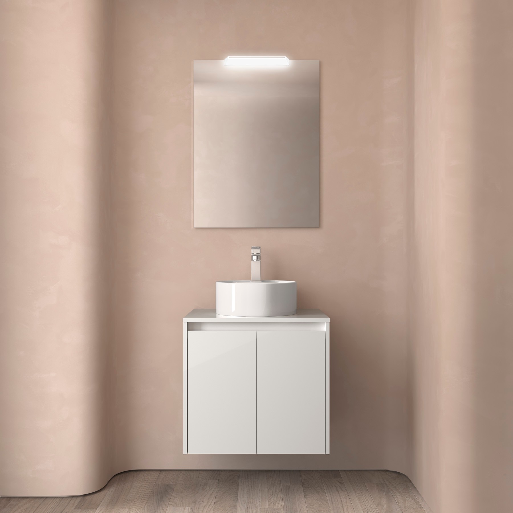 Badezimmermöbel NOJA 600 2 Türen WHITE GLOSS + Waschtisch-Platte