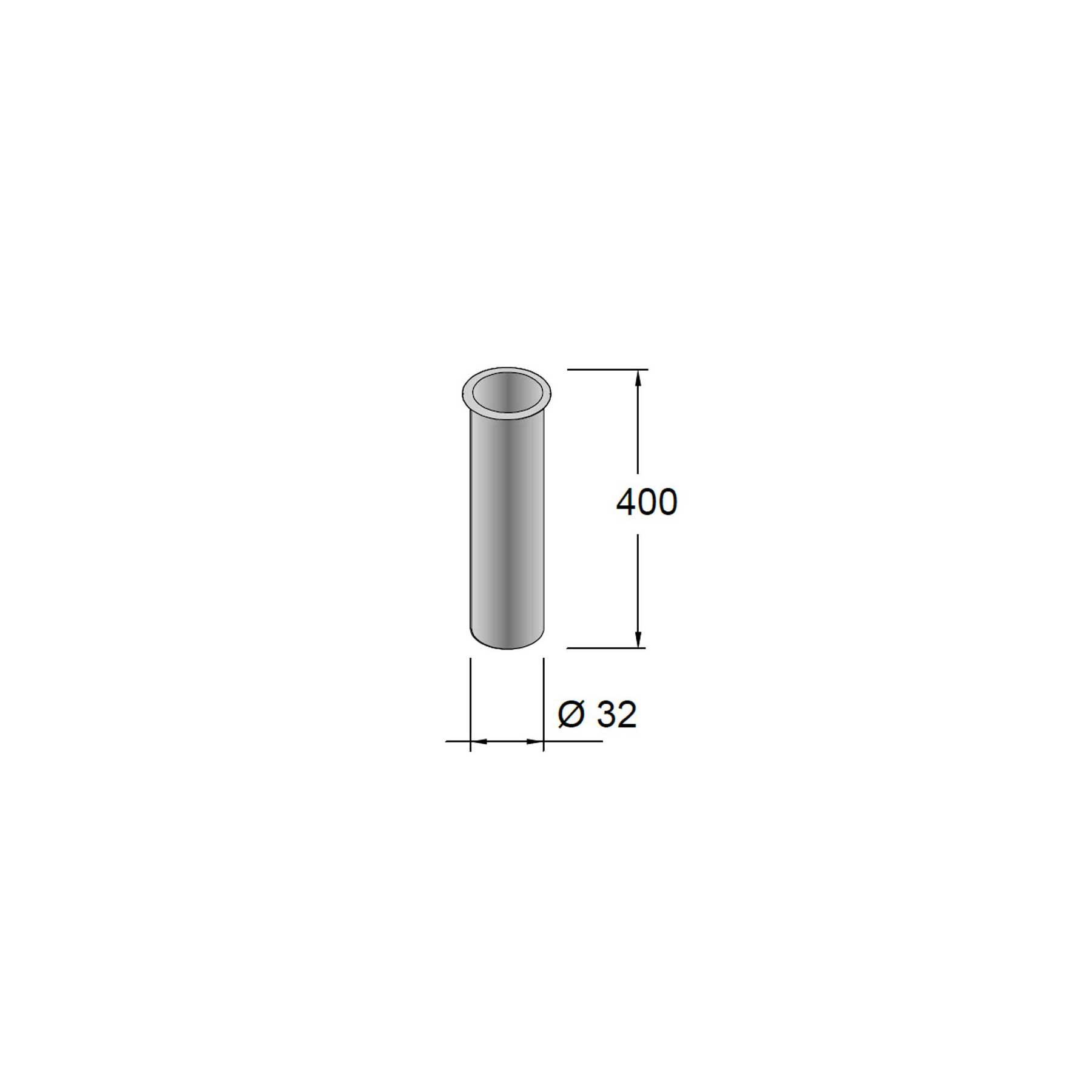 Zusatzrohr  Höhe für jeden Siphonanschluss  Ø32 x 400 mm