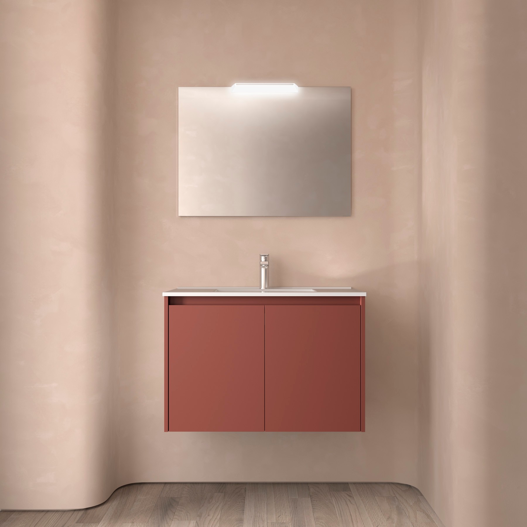 Badezimmermöbel NOJA 800 2 Türen RED SATIN + Waschtisch