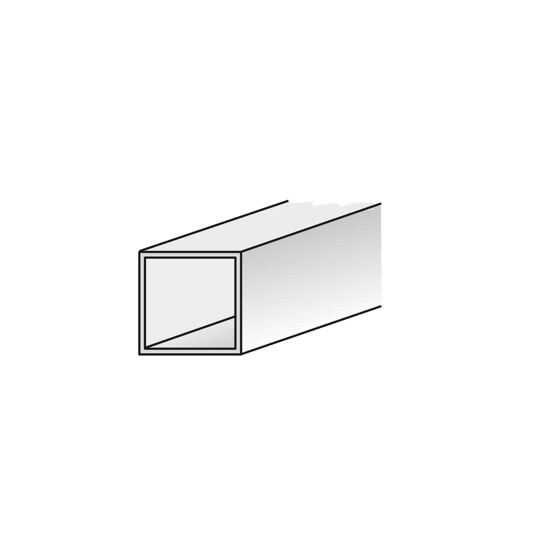 Glänzendes silbernes Vierkantrohr 40 x 40 x 2000 mm